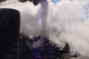 District steam heating venting in the sunshine