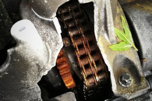 I'd only had my phone for one day when I had to take my car for its MOT.  While waiting outside, I saw this engine sitting, delapidated, amongst some grass against a fence.  You don't usually get to see inside one like this, so this was my first photo with my latest Smartphone, a Huawei P9.